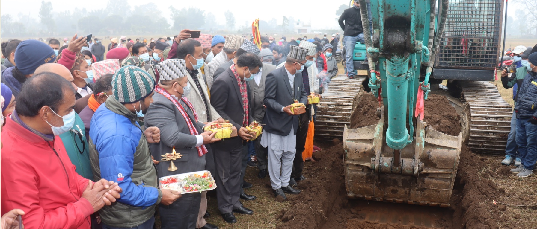 मन्त्री आलेद्वारा मझगाउँ विमानस्थलमा बन्ने संरचनाहरूको शिलान्यास